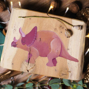 Dino auf Holz gezeichnet Materialien: Holz, Eiche, Acryl